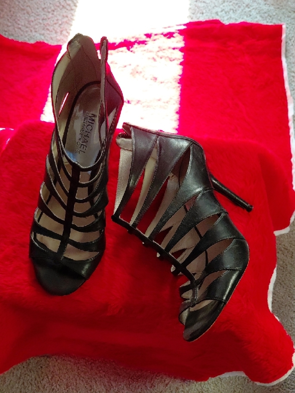 MICHAEL Michael Kors Black Strappy Cage Heel Sandals